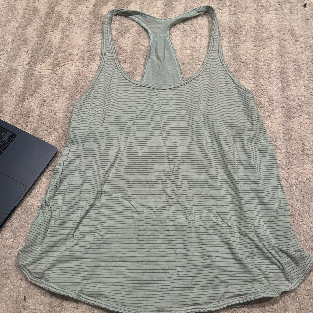 Lululemon Mint Striped Racerback Athletic Cotton Tank Top Size 8 - Picture 3 of 3